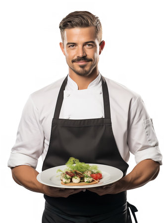 Male Chef Cooking in Kitchen, AI Generatedの素材