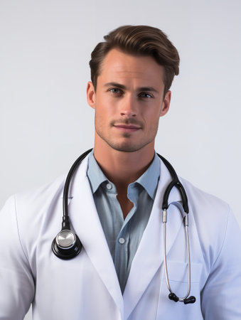Male Doctor Consulting in Clinic, AI Generatedの素材