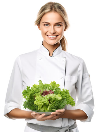 Female Chef Preparing Gourmet Dish, AI Generatedの素材