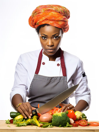 Female Chef Preparing Gourmet Dish, AI Generatedの素材