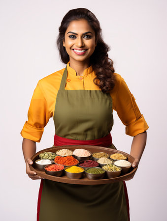 Female Chef Preparing Gourmet Dish, AI Generatedの素材