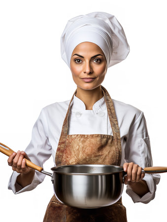 Female Chef Preparing Gourmet Dish, AI Generatedの素材
