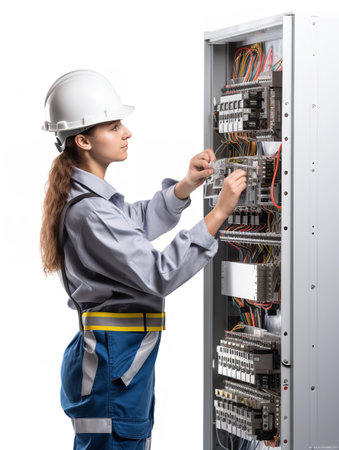 Professional Female Electrician, AI Generatedの素材