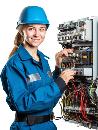 Professional Female Electrician, AI Generatedの素材