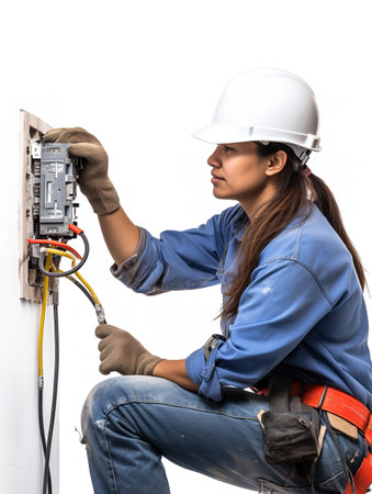 Professional Female Electrician, AI Generatedの素材