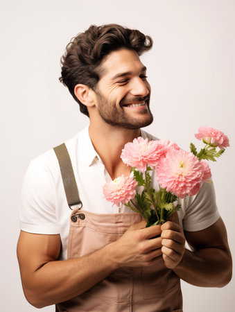 Male Gardener Tending Plants, AI Generatedの素材