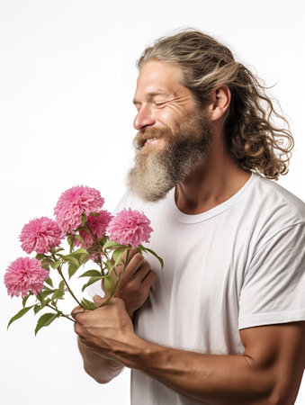 Male Gardener Tending Plants, AI Generatedの素材