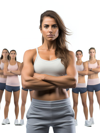 Energetic Female Fitness Trainer, AI Generatedの素材