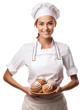 Skilled Female Baker Creating Pastries, AI Generatedの素材