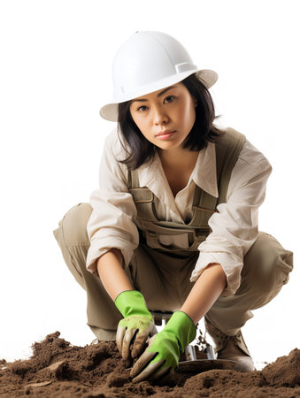 Female Gardener with Flowers, AI Generatedの素材