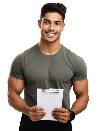 Dynamic Male Fitness Trainer, AI Generatedの素材