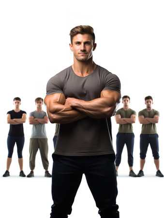 Dynamic Male Fitness Trainer, AI Generatedの素材