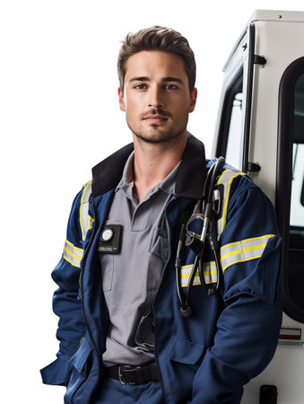 Dedicated Male Paramedic on Duty, AI Generatedの素材