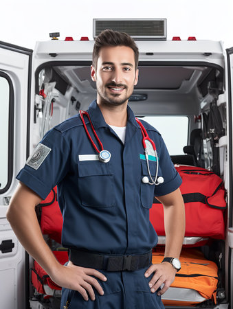 Dedicated Male Paramedic on Duty, AI Generatedの素材