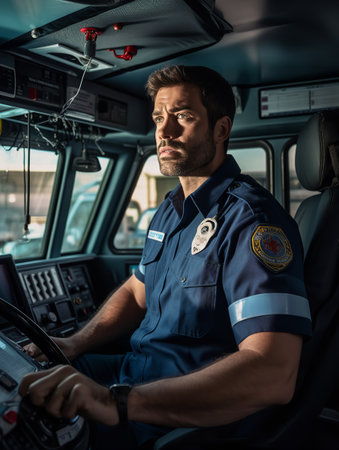 Dedicated Male Paramedic on Duty, AI Generatedの素材