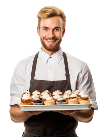 Artisan Male Baker in Bakery, AI Generatedの素材