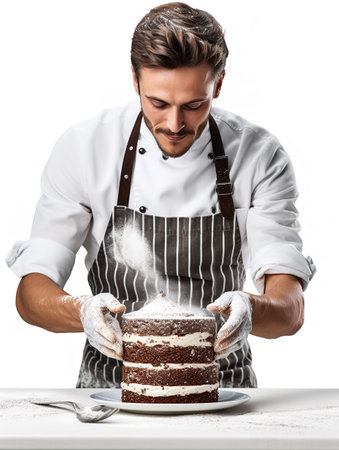 Artisan Male Baker in Bakery, AI Generatedの素材