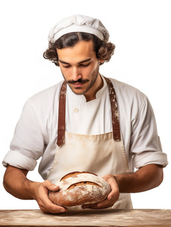 Artisan Male Baker in Bakery, AI Generatedの素材