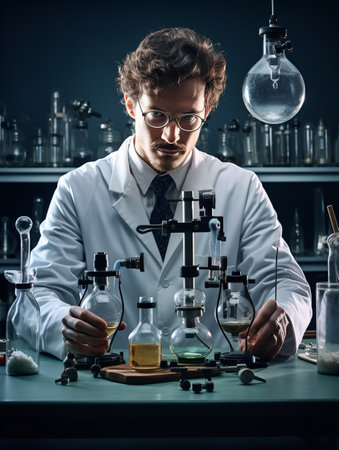 Male Scientist Conducting Research, AI Generatedの素材