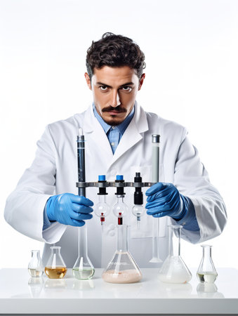 Male Scientist Conducting Research, AI Generatedの素材