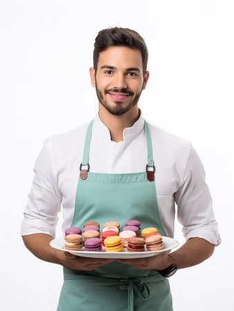 Artisan Male Baker in Bakery, AI Generatedの素材