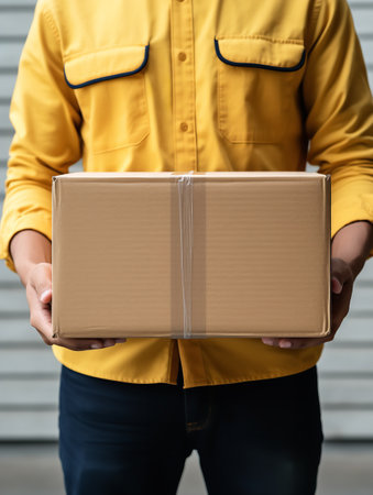 Female Postwoman Delivering Mail, AI Generatedの素材