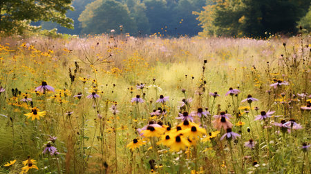 Autumn Wildflower Meadow Charm - AI Generatedの素材