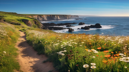 Coastal Summer Wildflower Extravaganza - AI Generatedの素材
