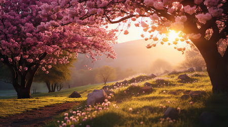 Springtime Cherry Blossom Splendor - AI Generatedの素材