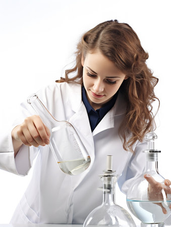 Innovative Female Scientist in Lab, AI Generatedの素材