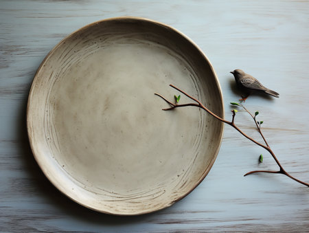 Elegant Ceramic Plate Mockup for Dining and Decor - AI Generatedの素材