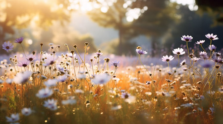 Autumn Wildflower Meadow Charm - AI Generatedの素材