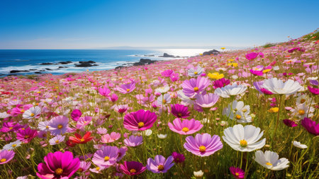 Coastal Summer Wildflower Extravaganza - AI Generatedの素材