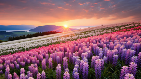 Springtime Hyacinth Hillside Bliss - AI Generatedの素材