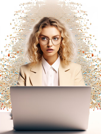 Skilled Female Programmer at Work, AI Generatedの素材