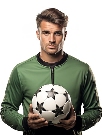 Dynamic Male Footballer in Action, AI Generatedの素材