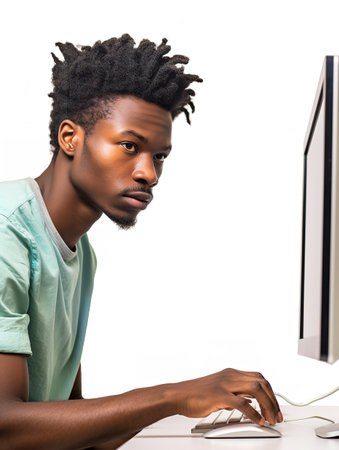 Focused Male Programmer Coding, AI Generatedの素材