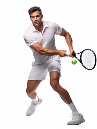 Ace Male Tennis Player on Court, AI Generatedの素材