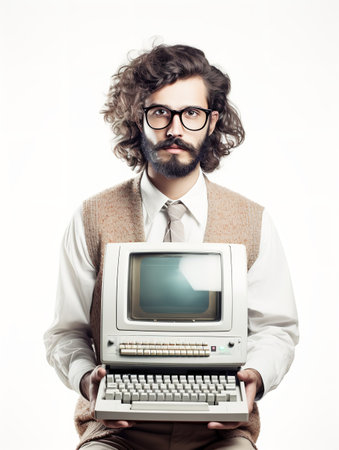 Focused Male Programmer Coding, AI Generatedの素材