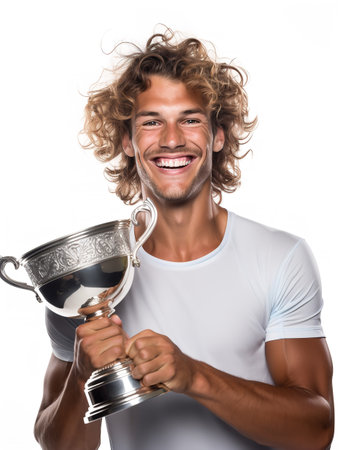 Ace Male Tennis Player on Court, AI Generatedの素材