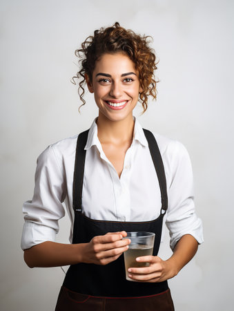 Creative Female Barista in Cafe, AI Generatedの素材