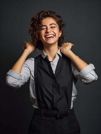 Creative Female Barista in Cafe, AI Generatedの素材