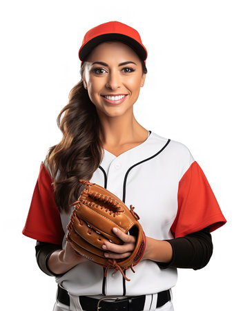 Skilled Female Baseball Player Pitching, AI Generatedの素材