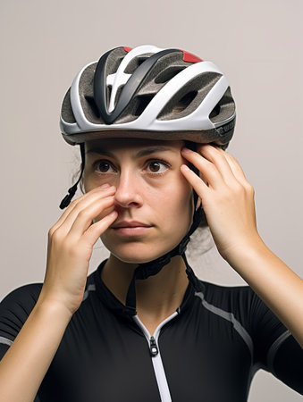 Competitive Female Cyclist in Race, AI Generatedの素材