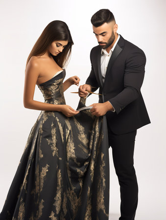 Skilled Female Tailor Designing Garments, AI Generatedの素材