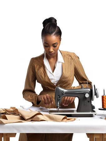 Skilled Female Tailor Designing Garments, AI Generatedの素材