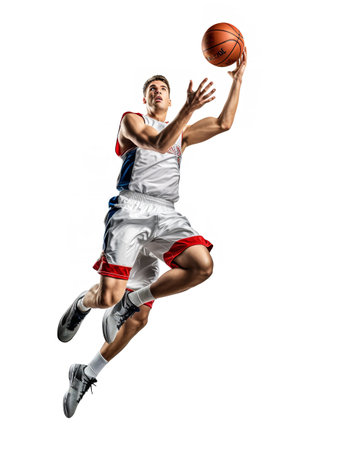 Dynamic Male Basketball Player on Court, AI Generatedの素材
