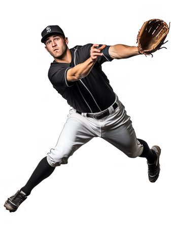 Powerful Male Baseball Player at Bat, AI Generatedの素材