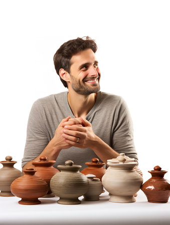Creative Male Potter Shaping Clay, AI Generatedの素材