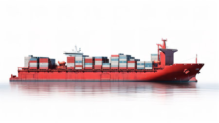 Massive Cargo Ship Navigating Open Sea - AI Generatedの素材